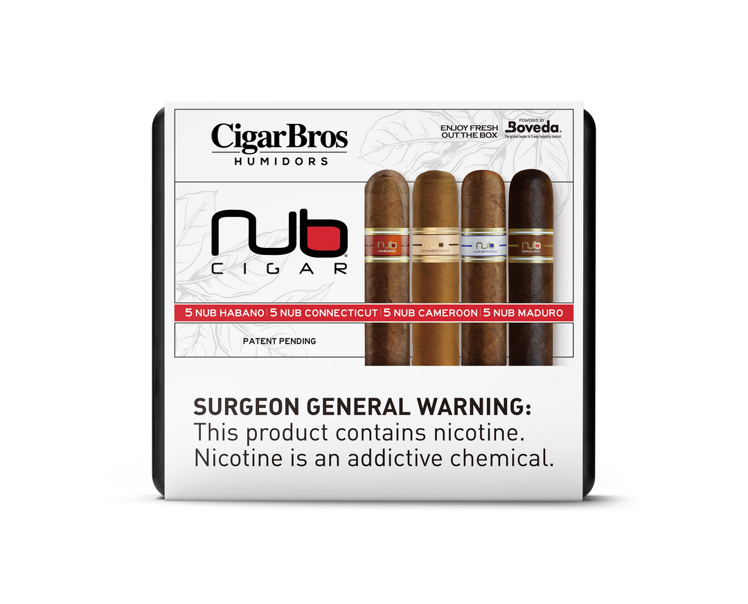 Nub Variety - 5ct Connecticut, 5ct Habano, 5ct Cameroon, 5ct Maduro + 9% Discount + FREE Humidor