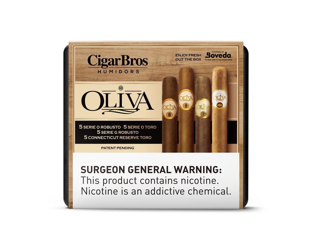 Oliva Variety - 5ct Serie O Robusto, 5ct Serie O Toro, 5ct Serie G Toro, 5ct Connecticut Res Toro + 9% Discount + FREE Humidor
