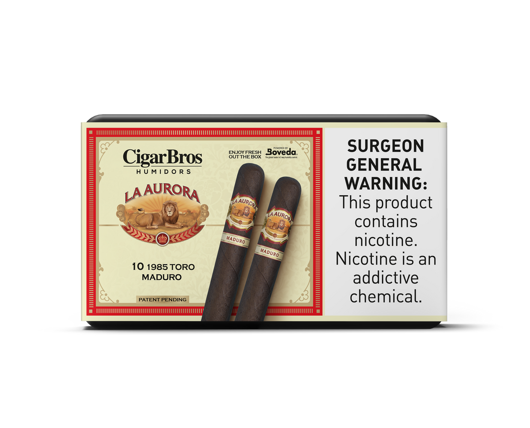 10ct La Aurora 1985 Toro Maduro + 7% Discount + FREE Humidor