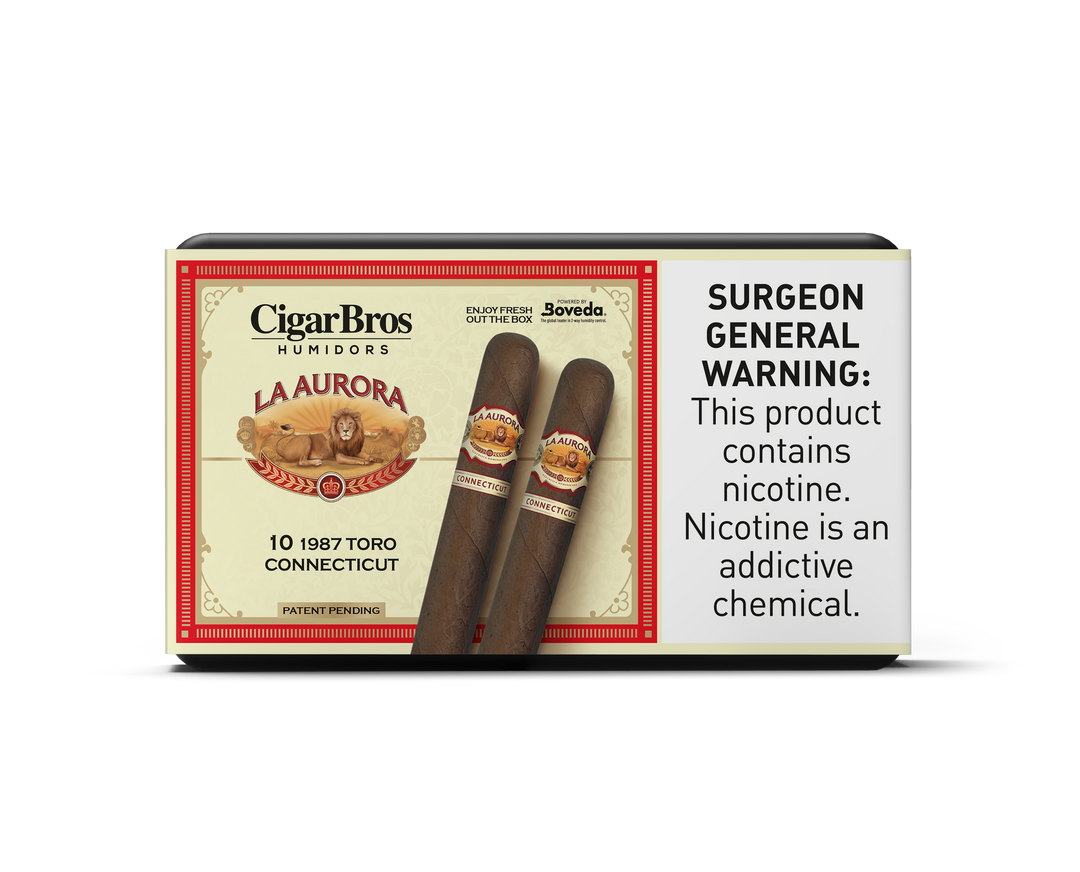 10ct La Aurora 1987 Toro Connecticut + 7% Discount + FREE Humidor