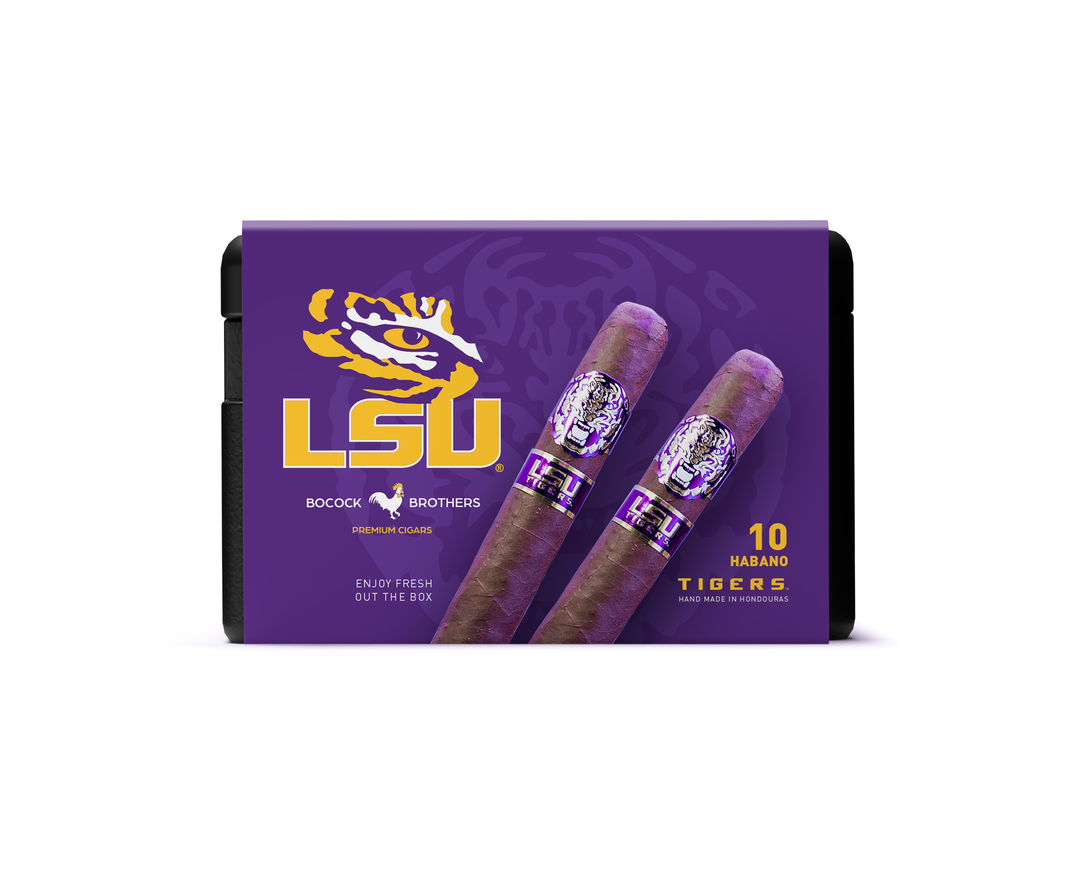10ct LSU Tigers Habano Toro + 7% Discount + FREE Humidor