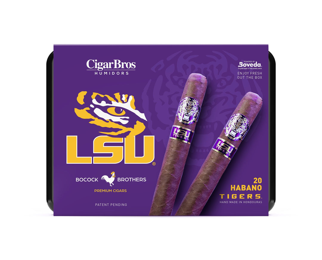 20ct LSU Tigers Habano Toro + 9% Discount + FREE Humidor