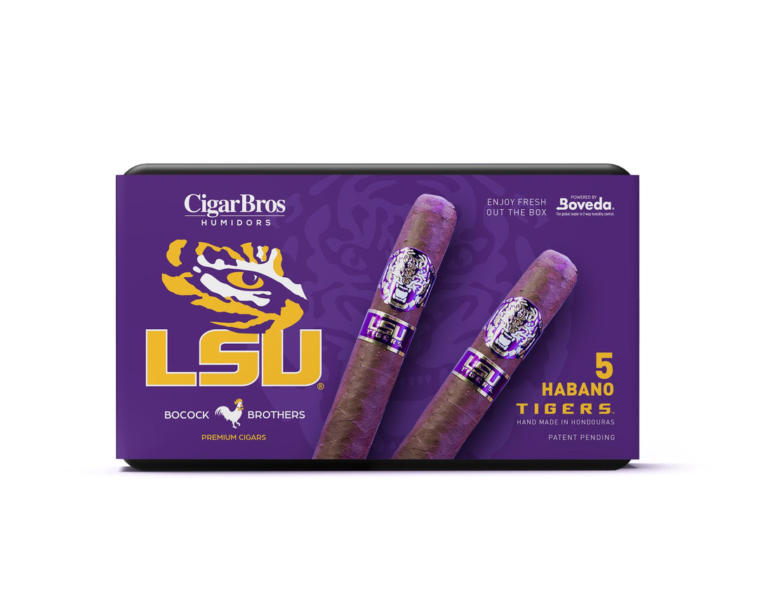 5ct LSU Tigers Habano Toro + 5% Discount + FREE Humidor