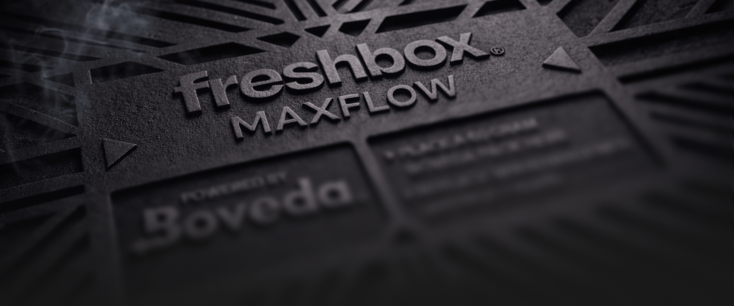 FreshBox MaxFlow humidity system with Boveda branding