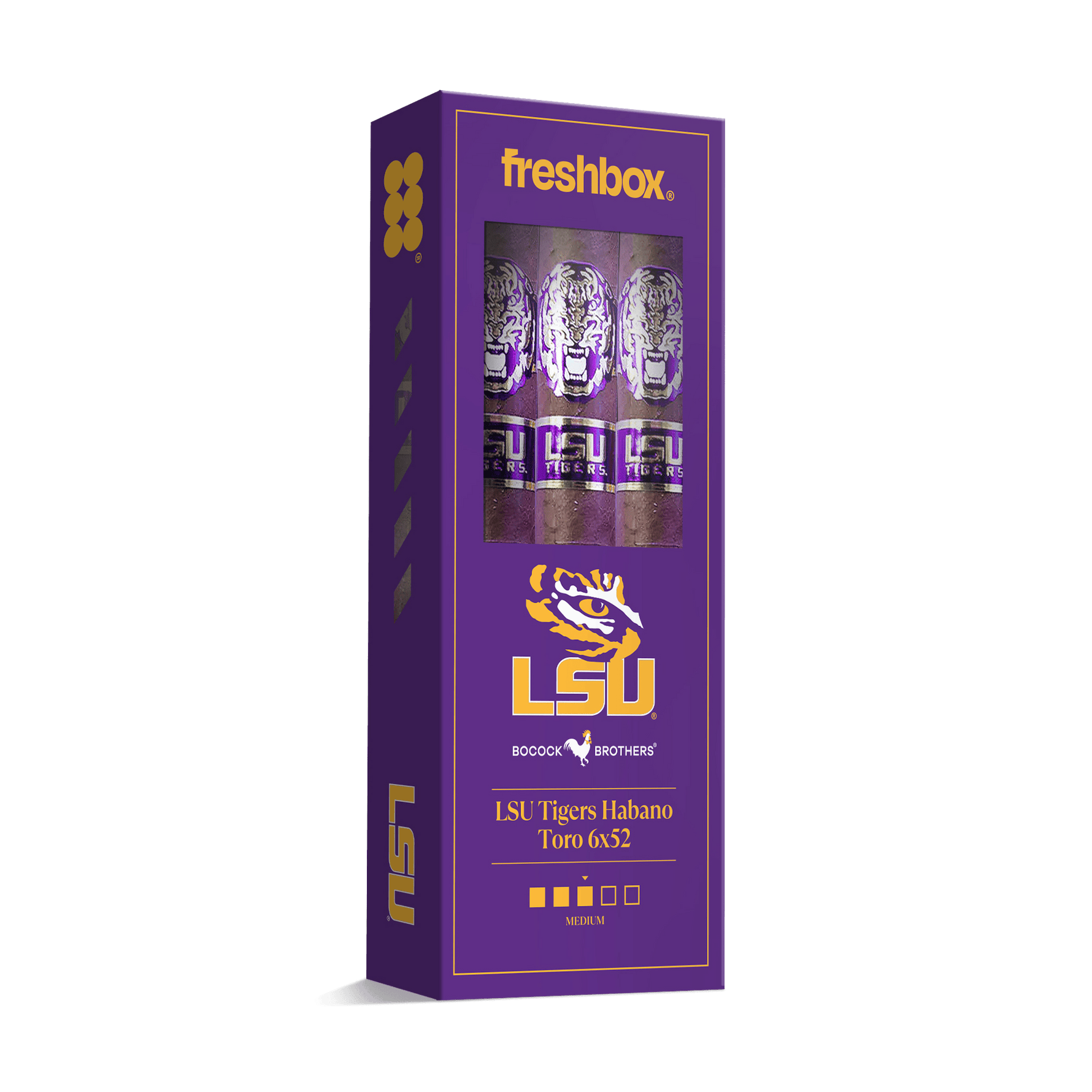 Boccock Brothers LSU Tigers Habano Toro 6x52 FreshBox | 3-Pack