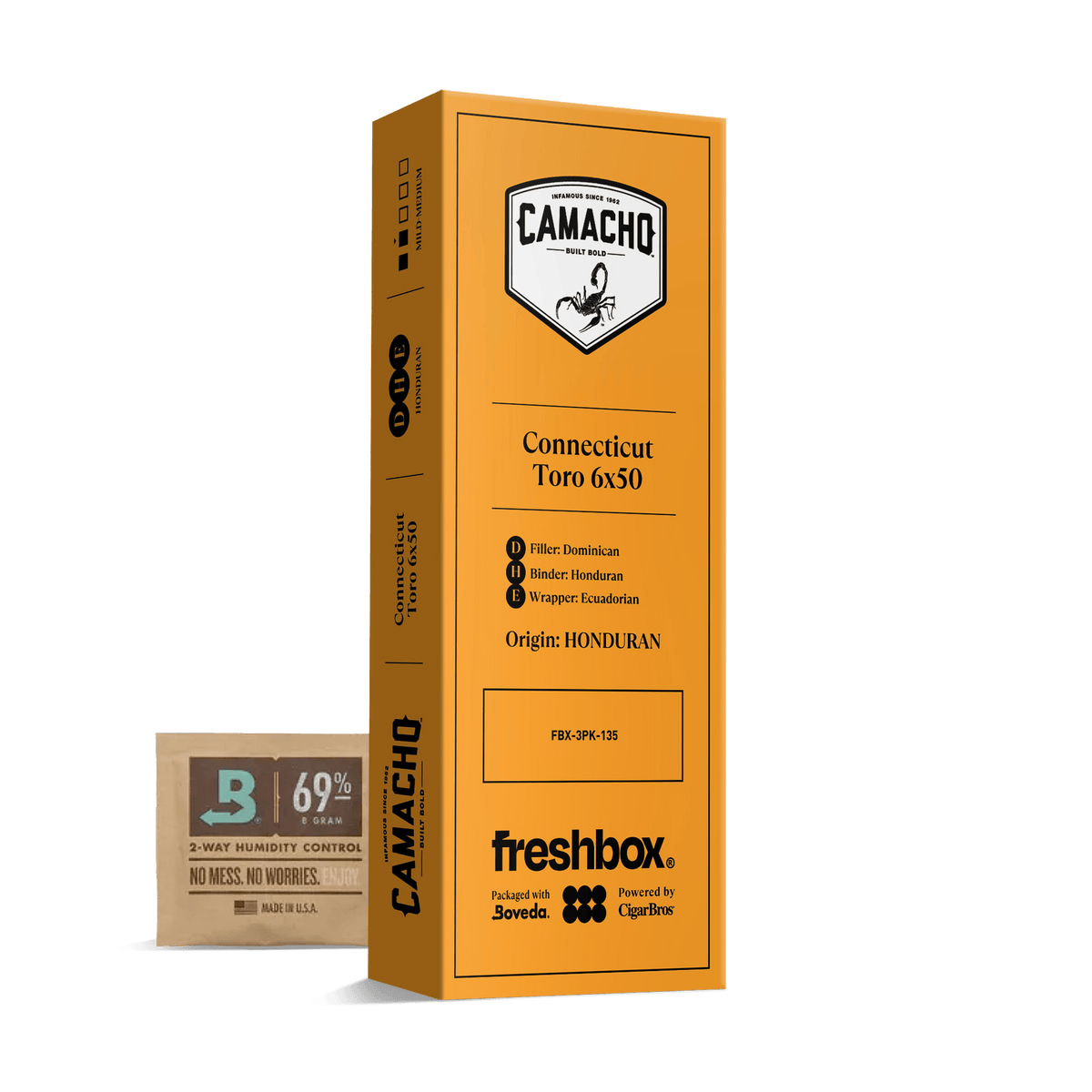Camacho Connecticut Toro 6x50 FreshBox | 3-Pack