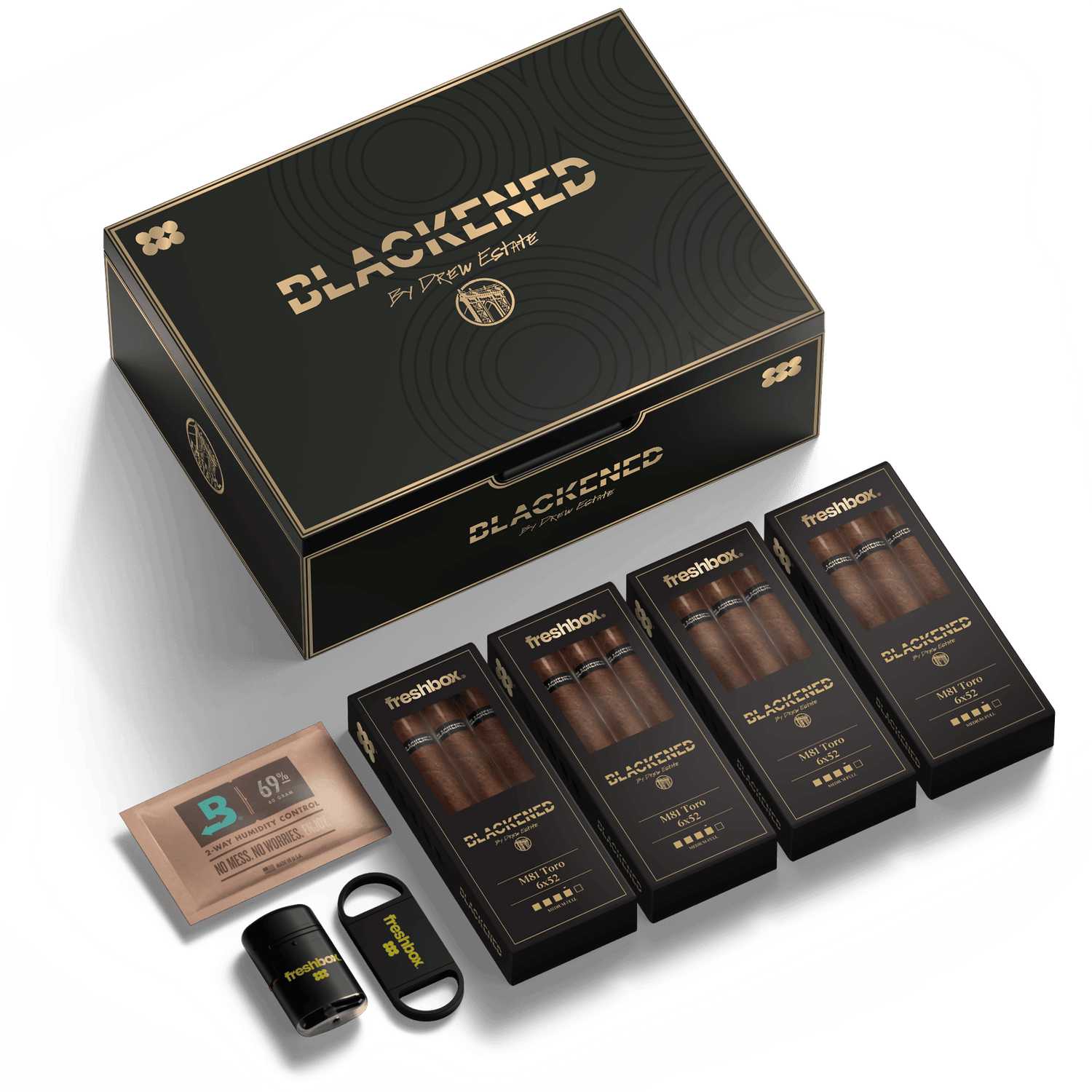 FreshBox™ Blackened Edition Humidor Starter Kit