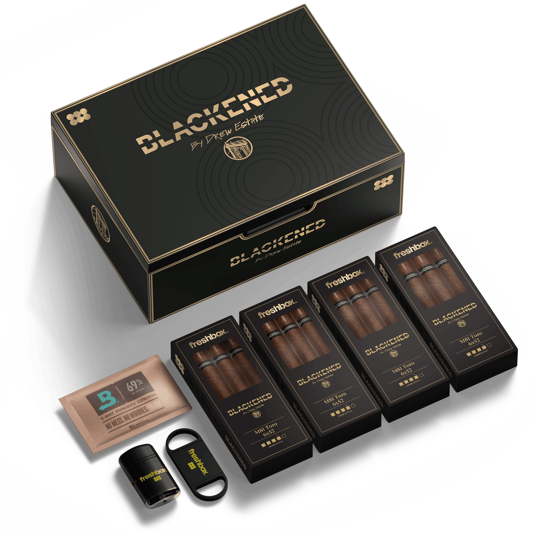 FreshBox™ Blackened Edition Humidor Starter Kit