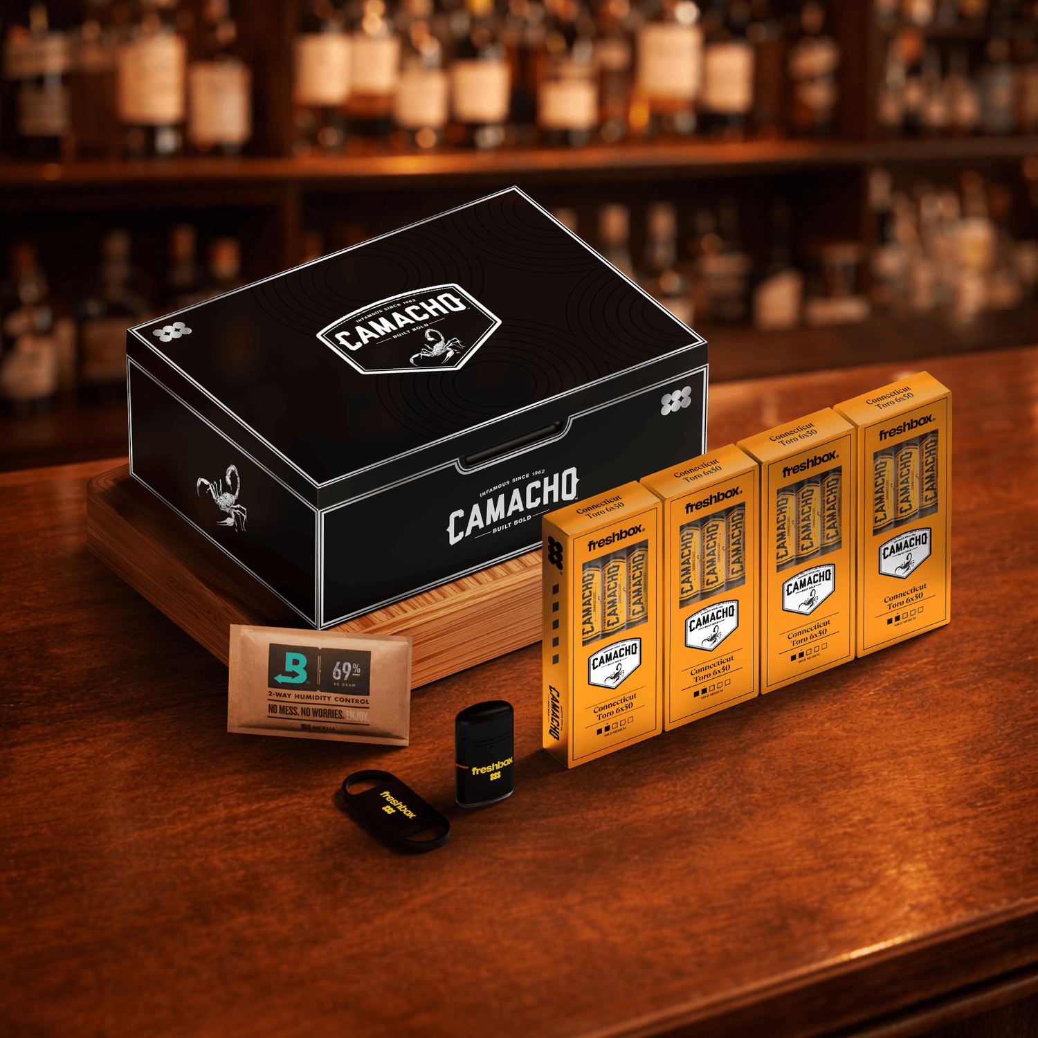 FreshBox™ Camacho Black Edition Humidor Starter Kit