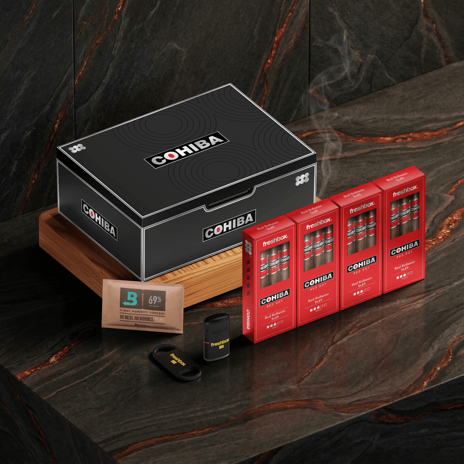 FreshBox™ Cohiba Black Edition Humidor Starter Kit