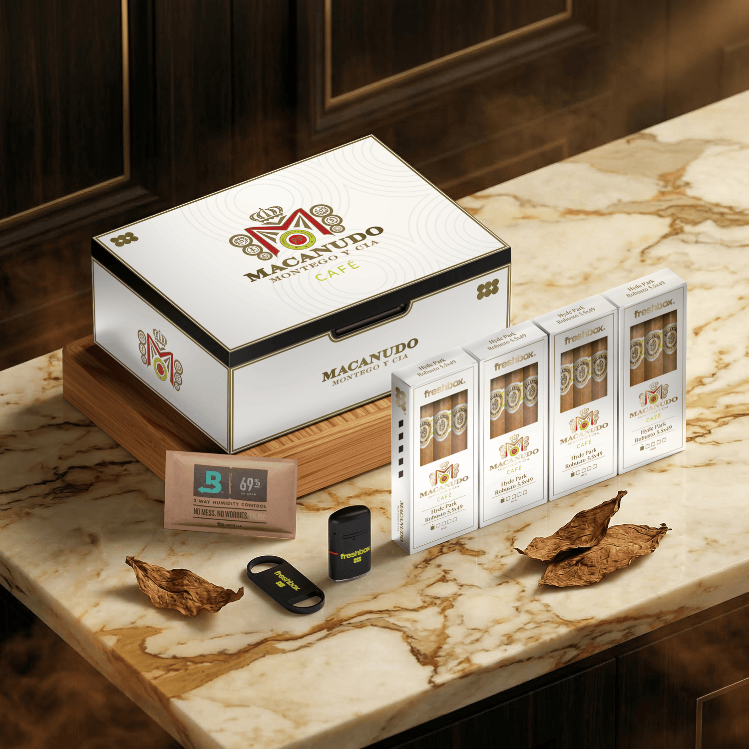 FreshBox™ Macanudo Cafe Edition Humidor Starter Kit