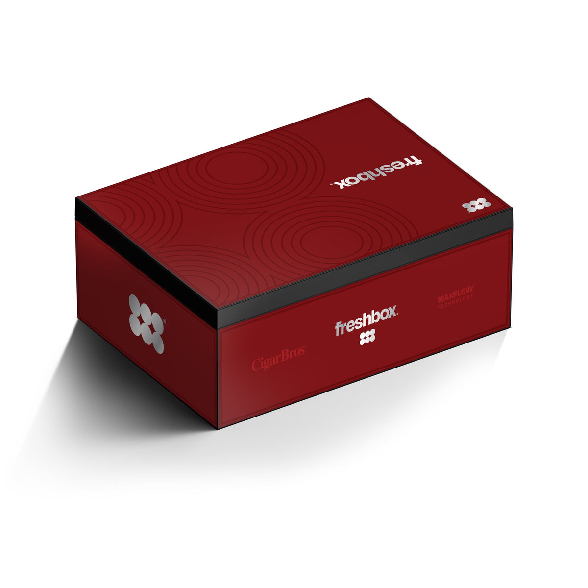 FreshBox Modular Magnetic Humidor – Crimson Steel | Stackable | Pod-Based Cigar Storage