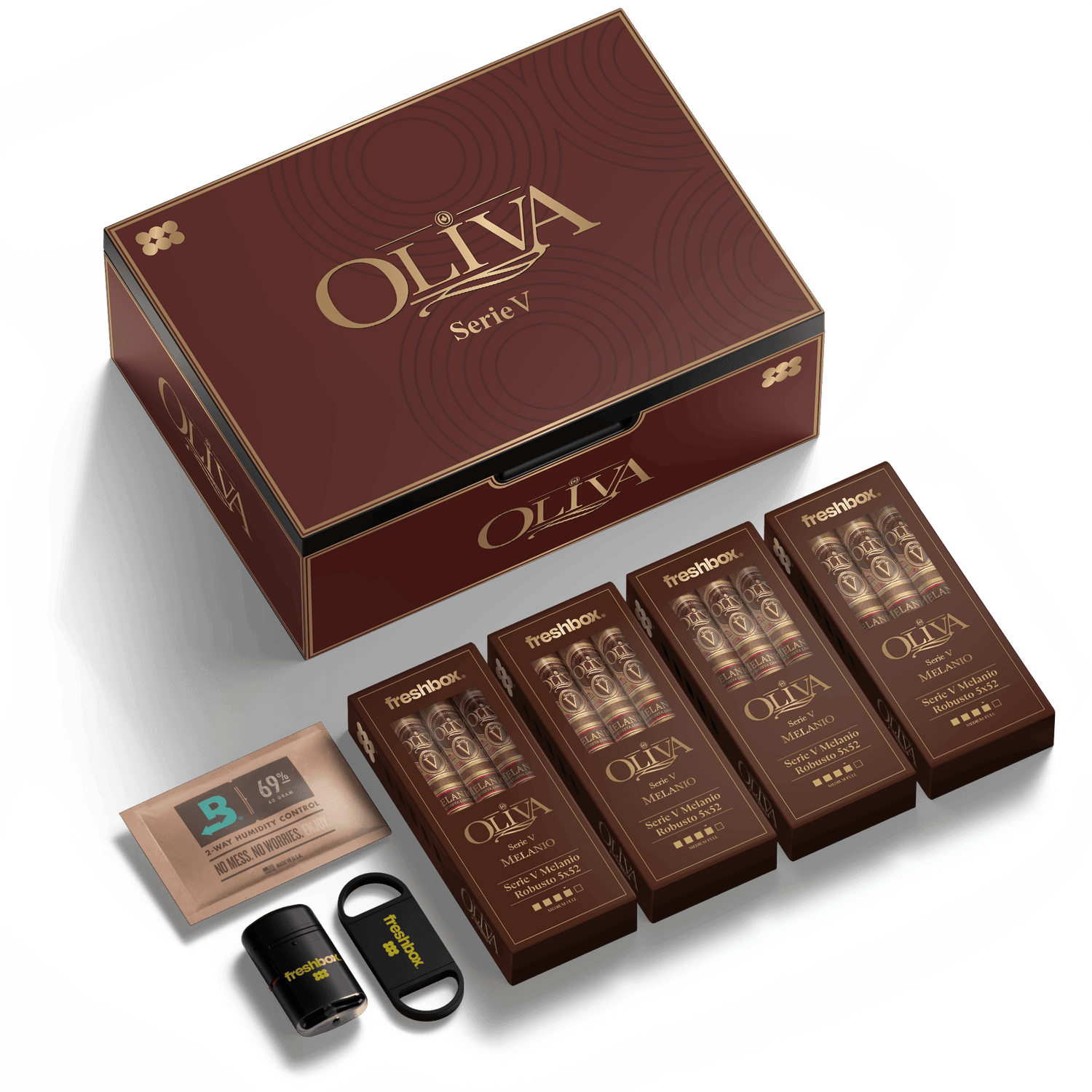 FreshBox™ Oliva Serie V Melanio Edition Humidor Starter Kit