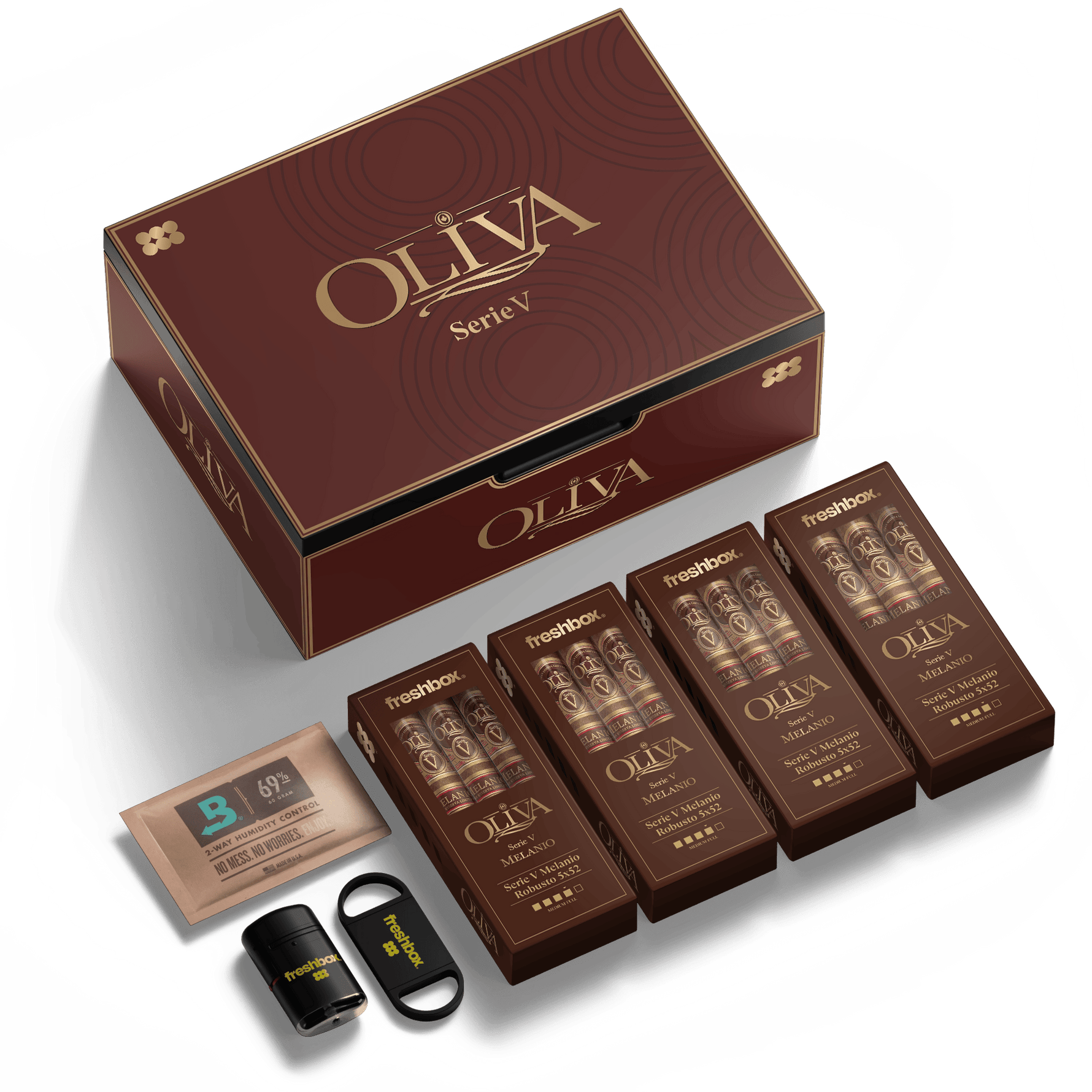 FreshBox™ Oliva Serie V Melanio Edition Humidor Starter Kit