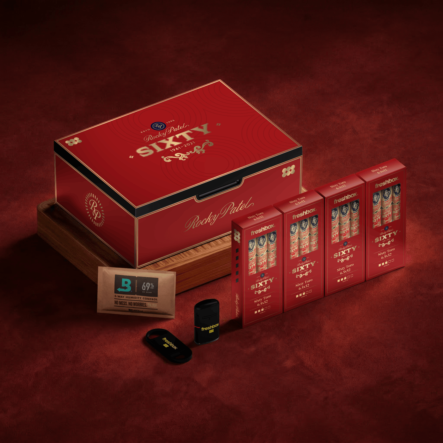 FreshBox™ Rocky Patel Sixty Edition Humidor Starter Kit