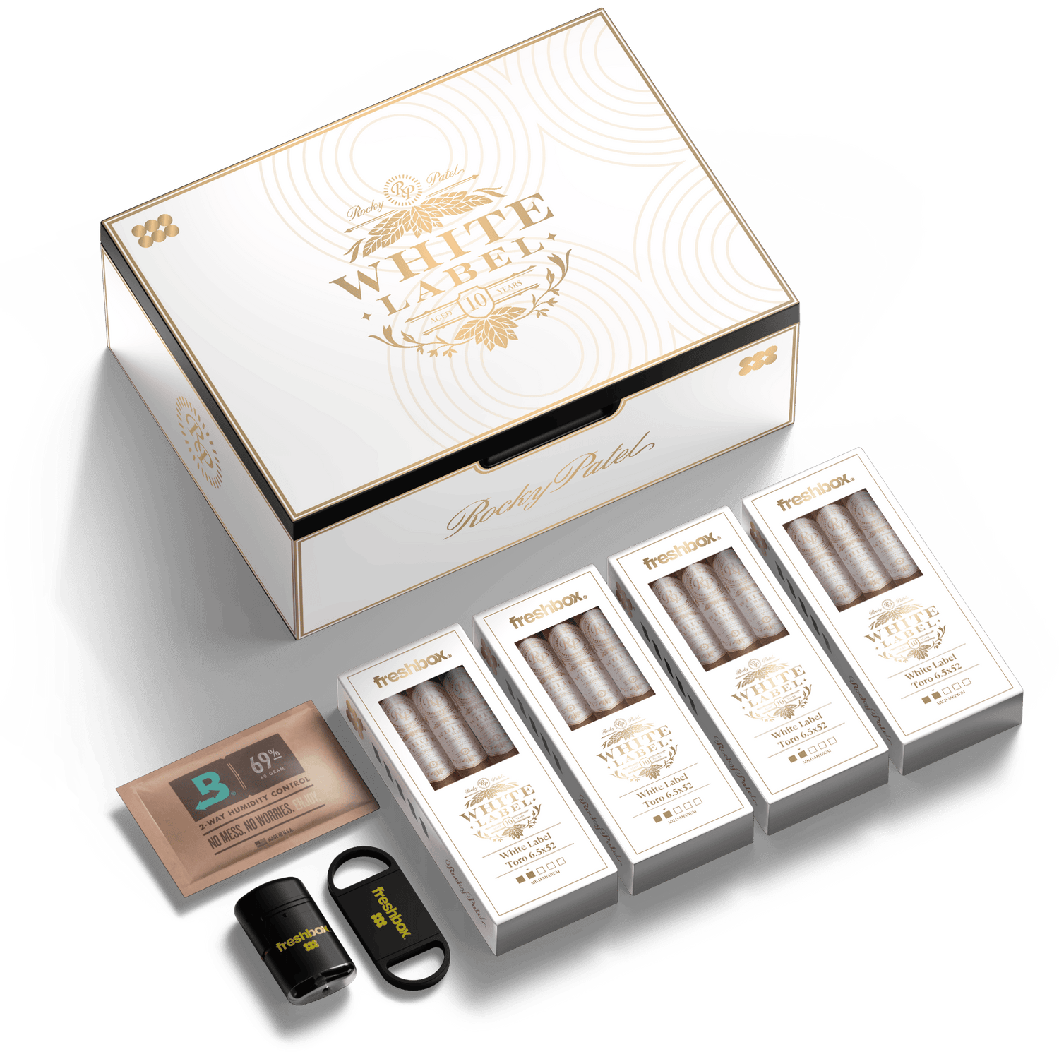 FreshBox™ Rocky Patel White Label Edition Humidor Starter Kit