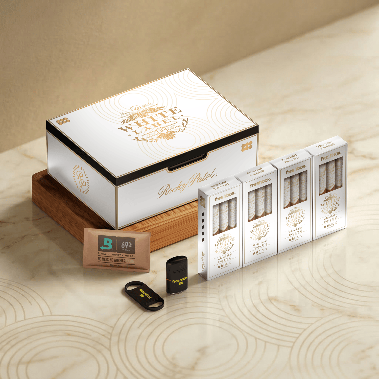 FreshBox™ Rocky Patel White Label Edition Humidor Starter Kit
