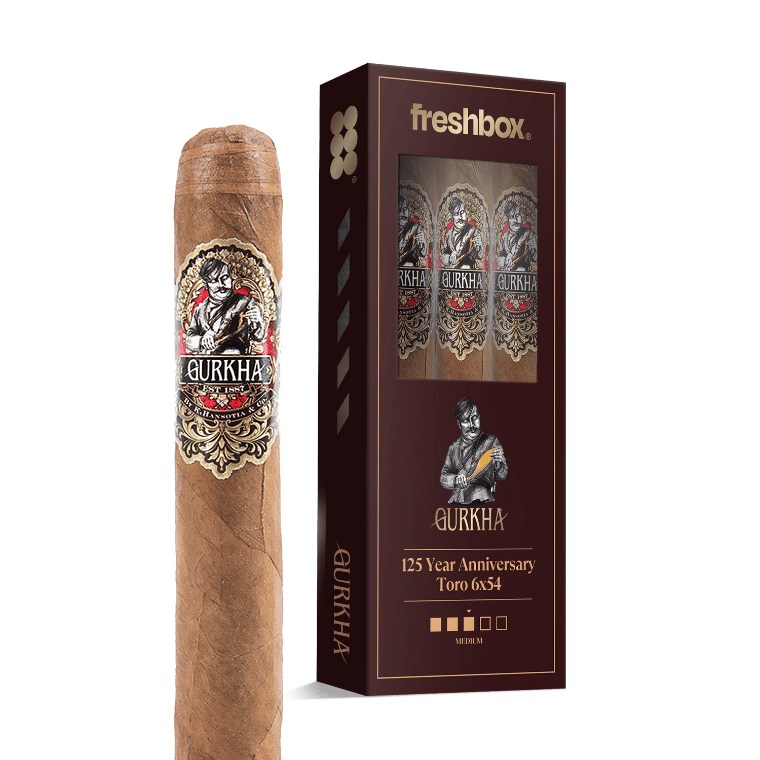 Gurkha 125 Year Anniversary Toro 6x54 FreshBox | 3-Pack