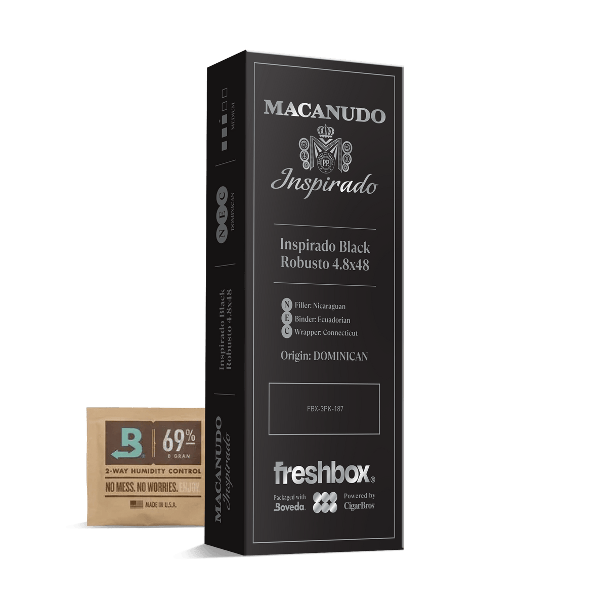 Macanudo Inspirado Black Robusto 4.8x48 FreshBox | 3-Pack