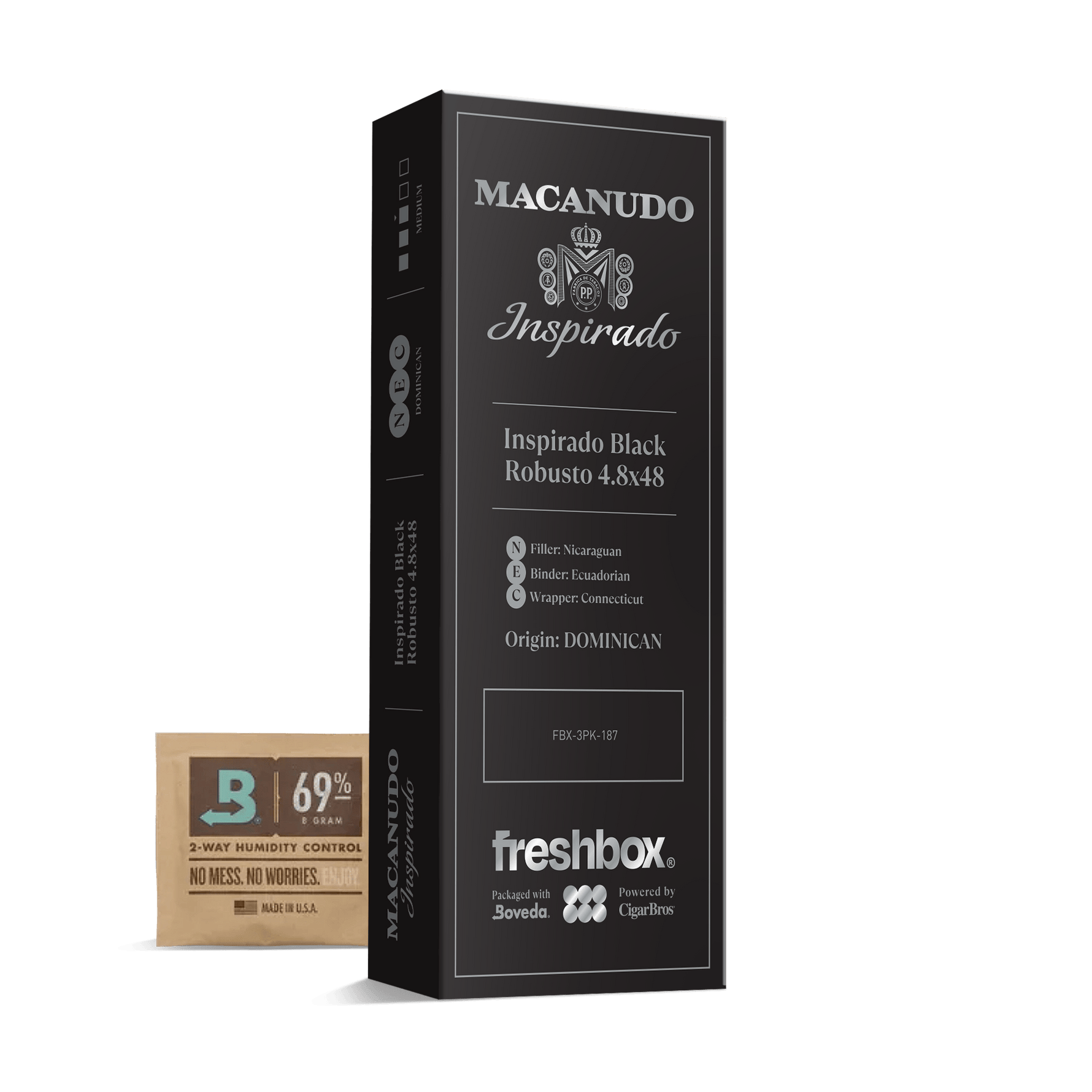 Macanudo Inspirado Black Robusto 4.8x48 FreshBox | 3-Pack