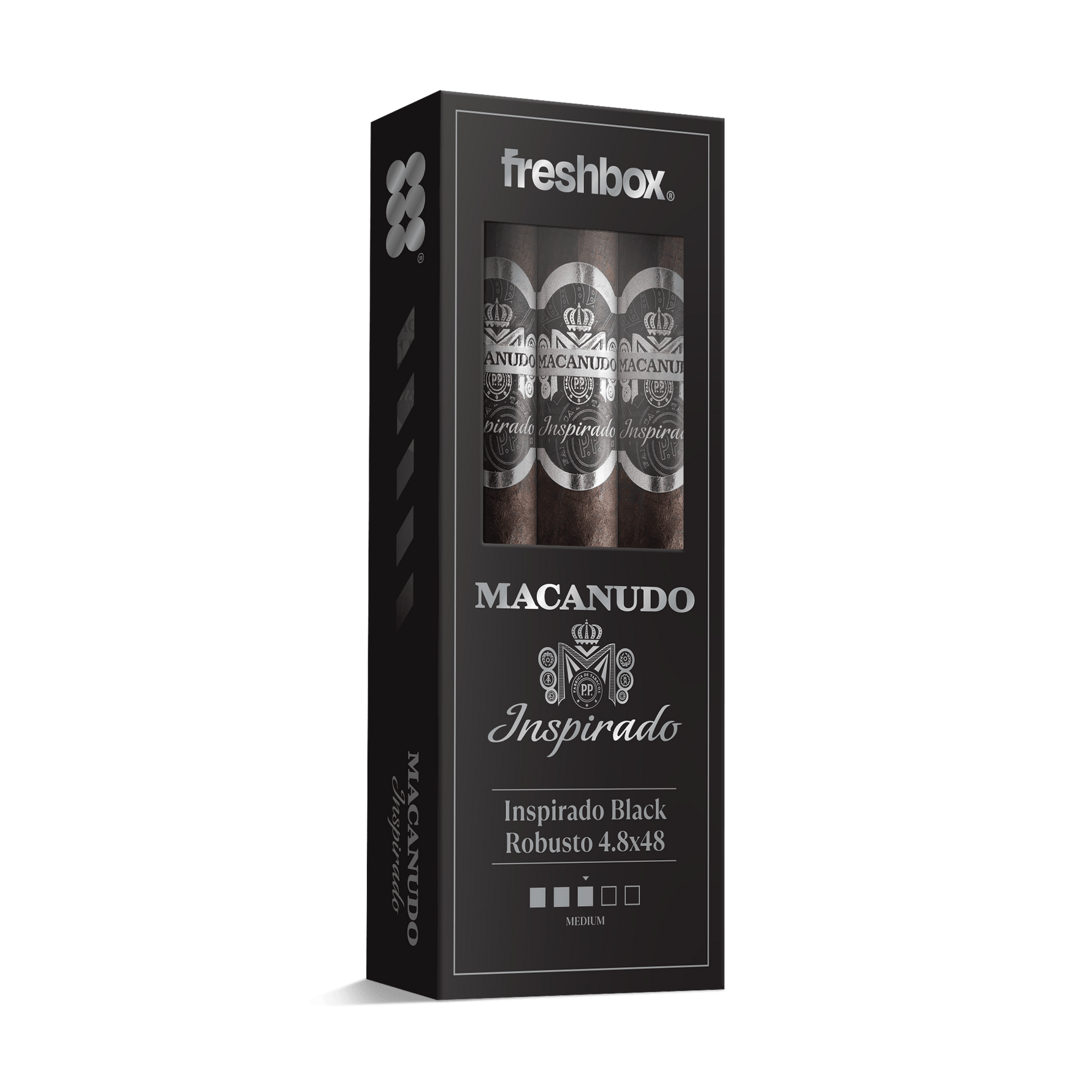 Macanudo Inspirado Black Robusto 4.8x48 FreshBox | 3-Pack