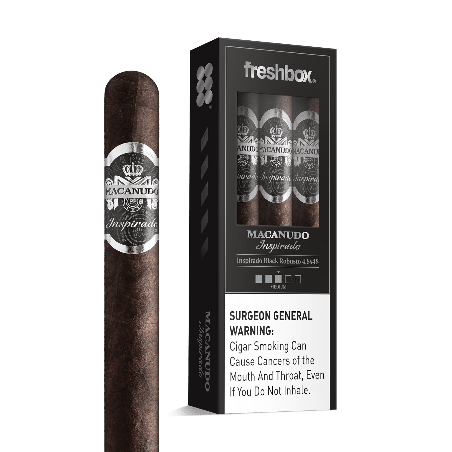 Macanudo Inspirado Black Robusto 4.8x48 FreshBox | Cigar 3-Pack