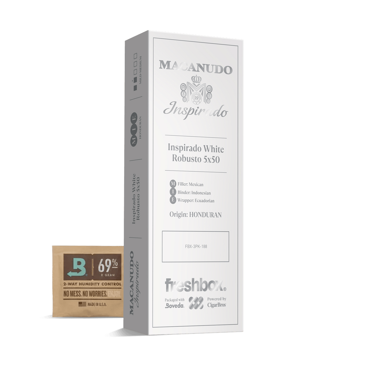 Macanudo Inspirado White Robusto 5x50 FreshBox | Cigar 3-Pack