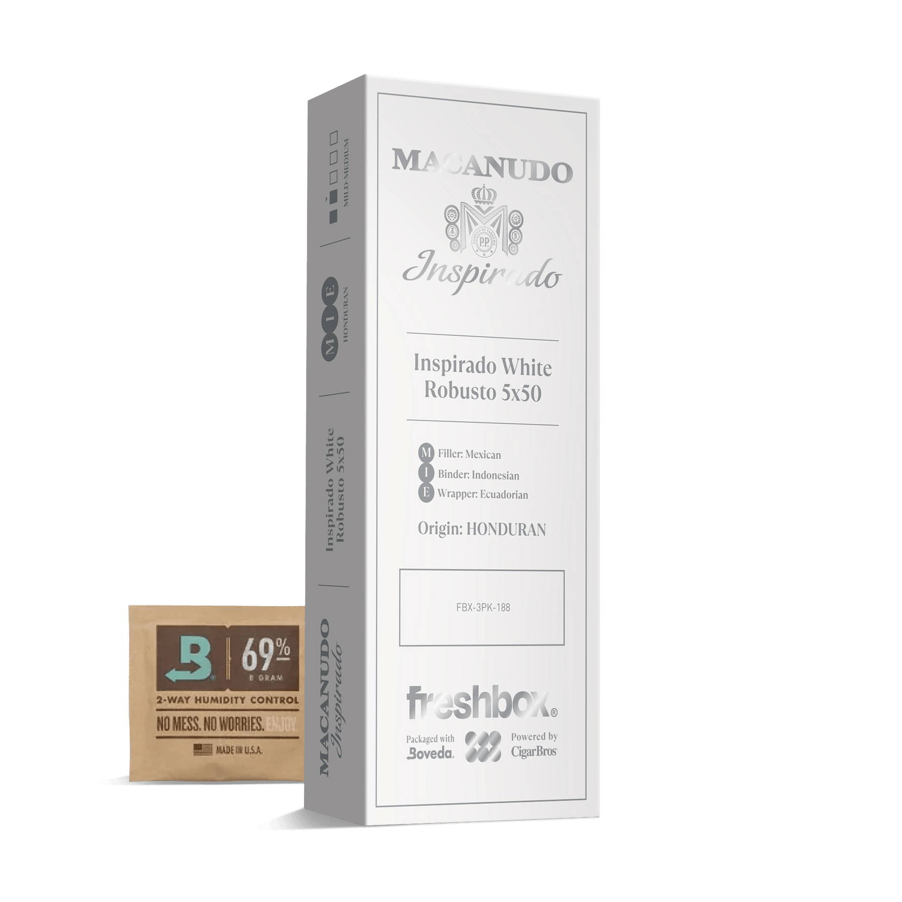 Macanudo Inspirado White Robusto 5x50 FreshBox | Cigar 3-Pack
