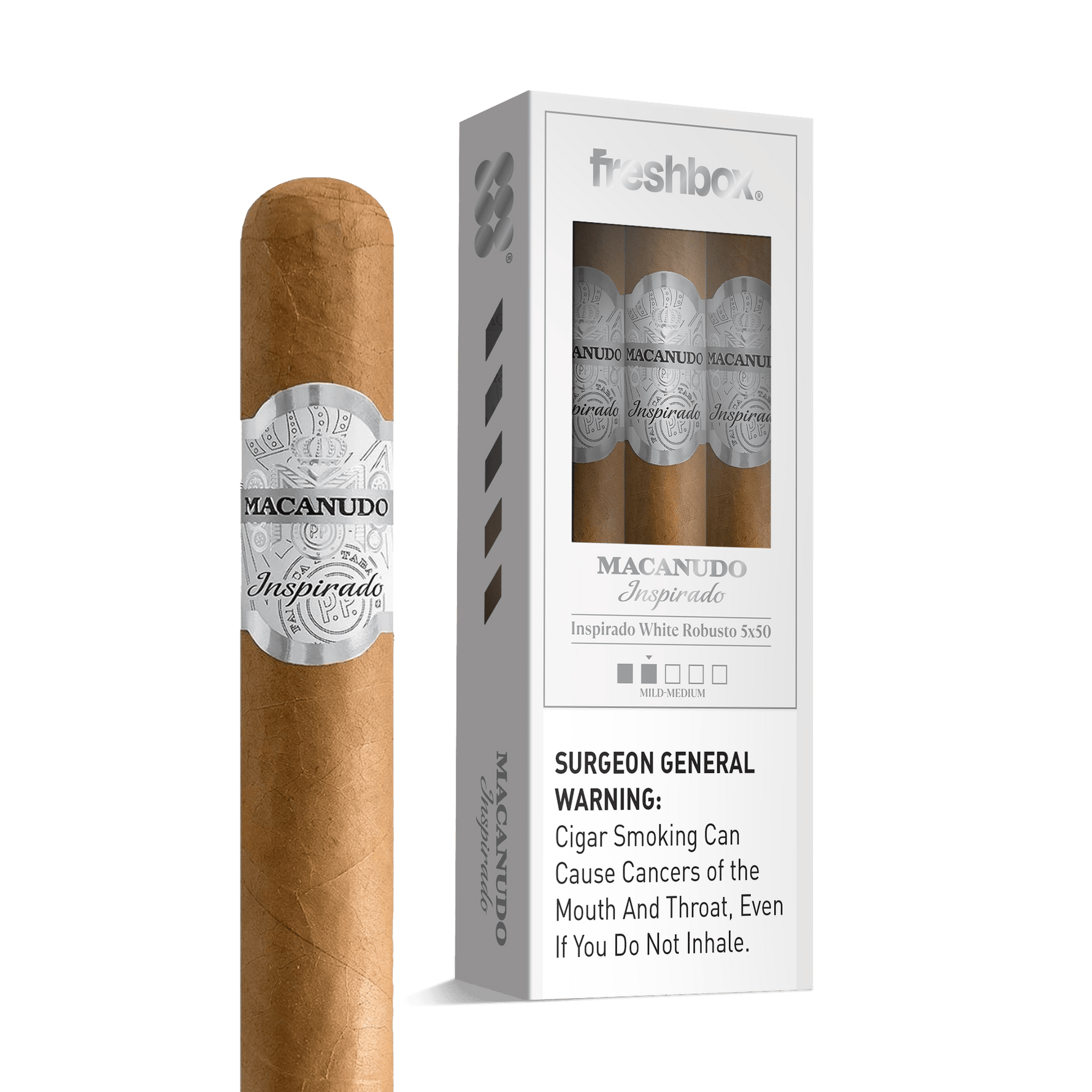 Macanudo Inspirado White Robusto 5x50 FreshBox | Cigar 3-Pack
