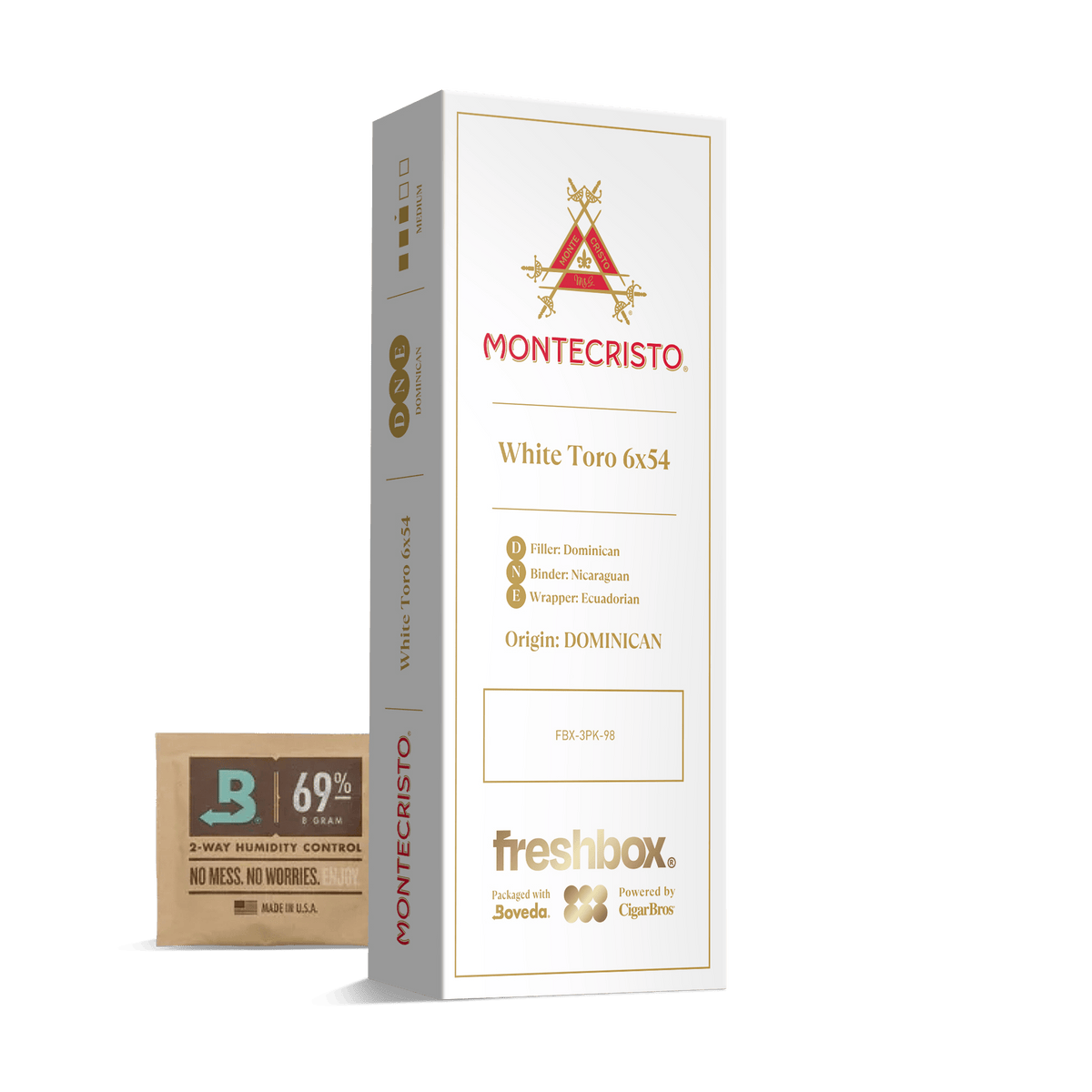 Monte Cristo White Toro 6x54 FreshBox | 3-Pack