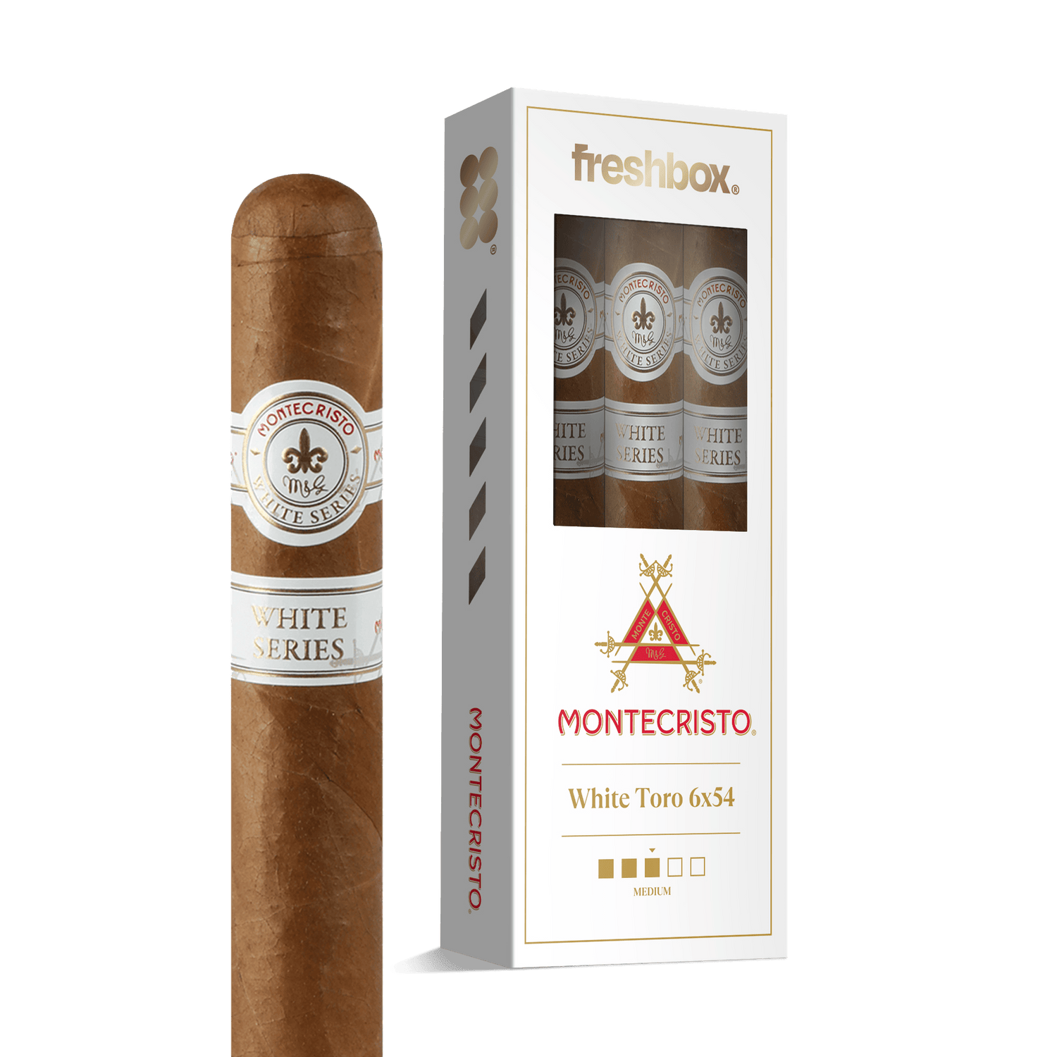 Monte Cristo White Toro 6x54 FreshBox | 3-Pack