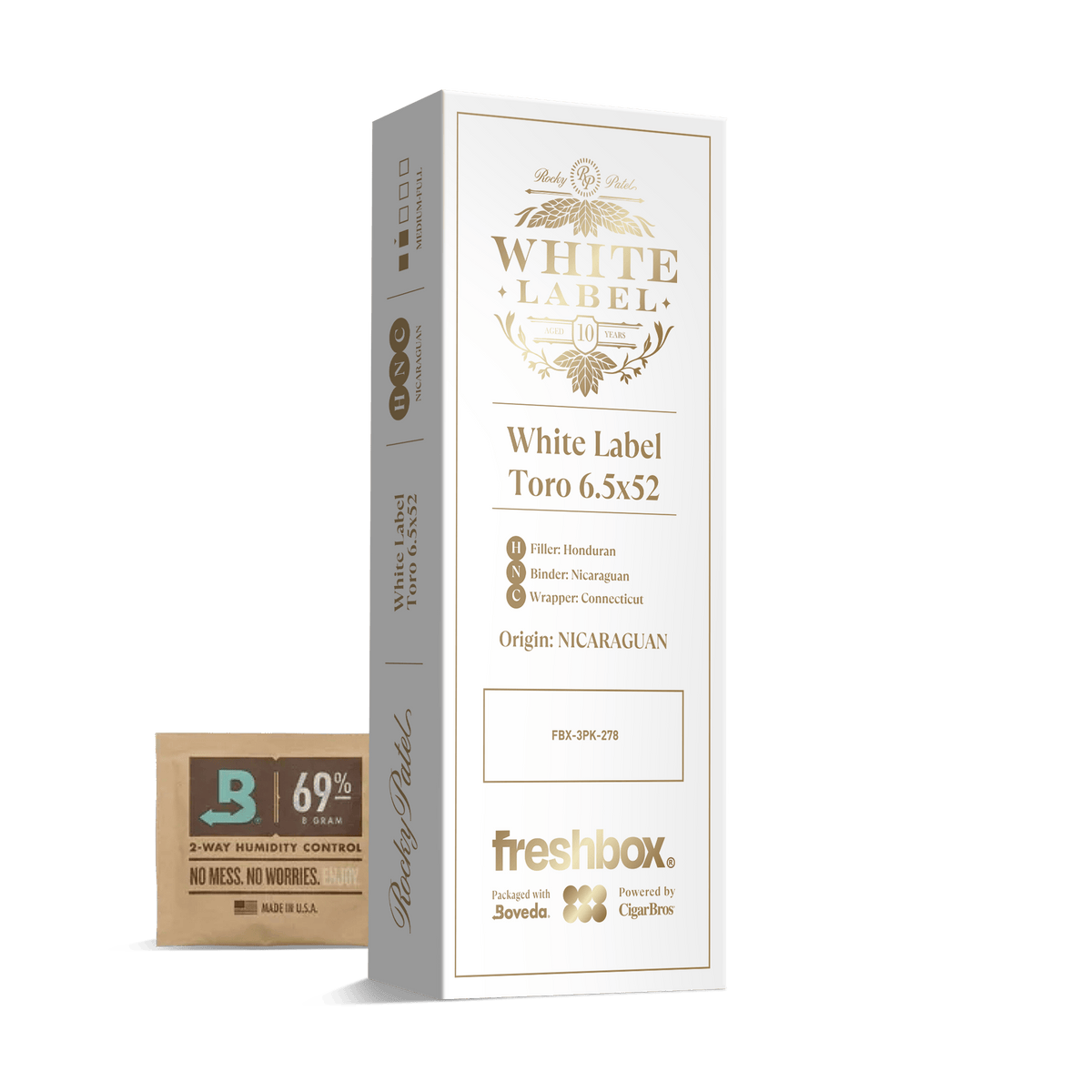 Rocky Patel White Label Toro 6.5x52 FreshBox | 3-Pack